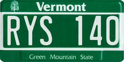 VT license plate RYS140