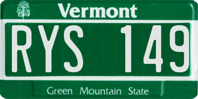 VT license plate RYS149
