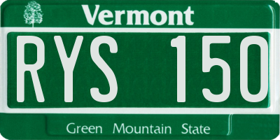 VT license plate RYS150