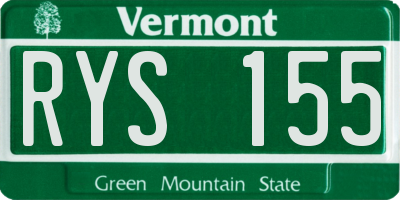 VT license plate RYS155