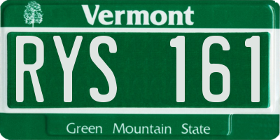 VT license plate RYS161