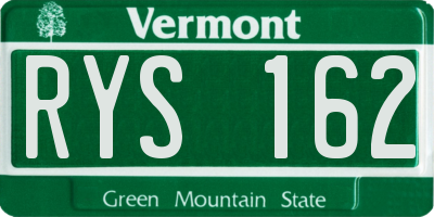VT license plate RYS162