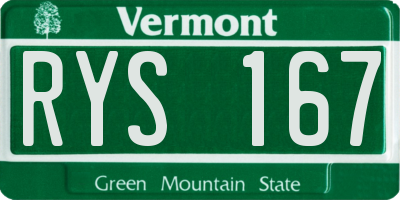 VT license plate RYS167