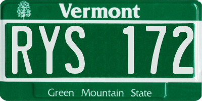 VT license plate RYS172
