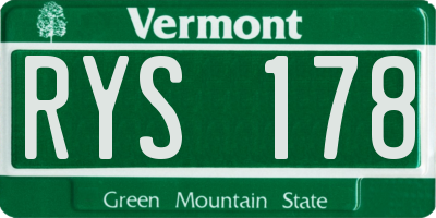 VT license plate RYS178