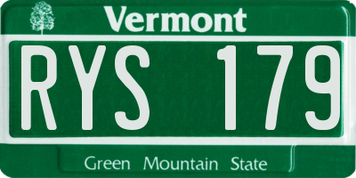 VT license plate RYS179