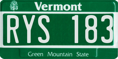 VT license plate RYS183