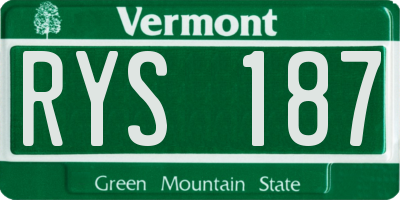 VT license plate RYS187