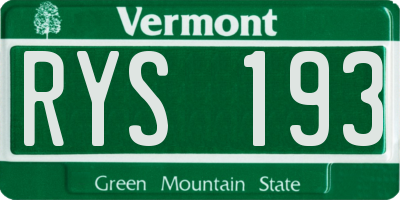 VT license plate RYS193