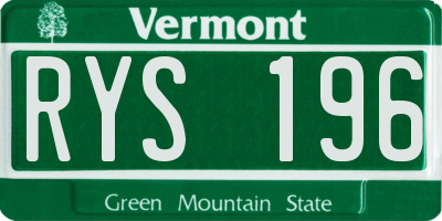VT license plate RYS196