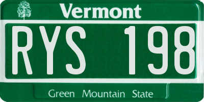 VT license plate RYS198