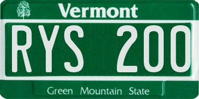 VT license plate RYS200