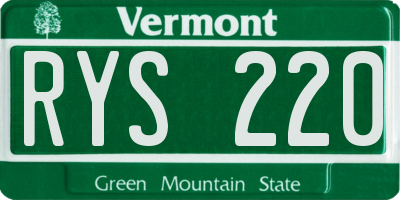 VT license plate RYS220