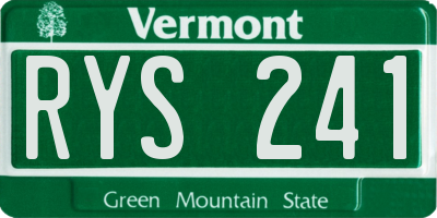 VT license plate RYS241