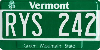 VT license plate RYS242