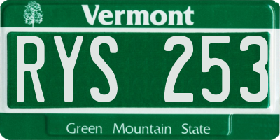 VT license plate RYS253