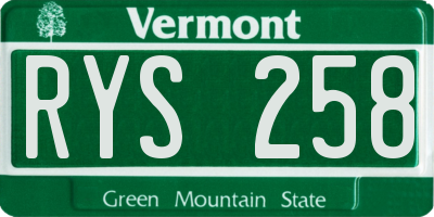 VT license plate RYS258