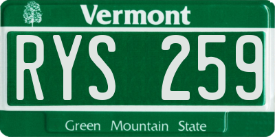 VT license plate RYS259