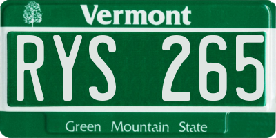 VT license plate RYS265