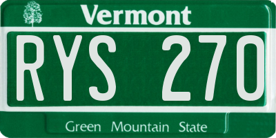 VT license plate RYS270