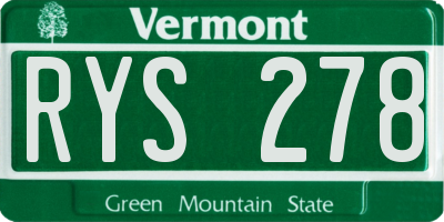 VT license plate RYS278