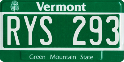 VT license plate RYS293