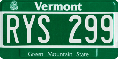 VT license plate RYS299