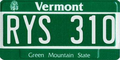 VT license plate RYS310