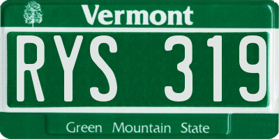 VT license plate RYS319