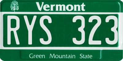 VT license plate RYS323