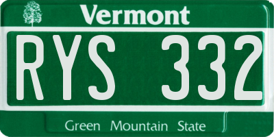 VT license plate RYS332