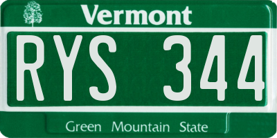 VT license plate RYS344