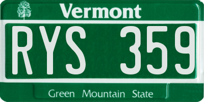 VT license plate RYS359