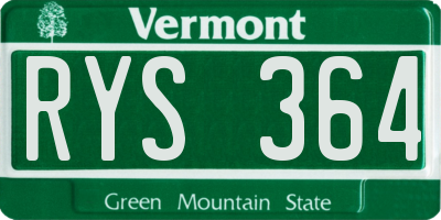 VT license plate RYS364