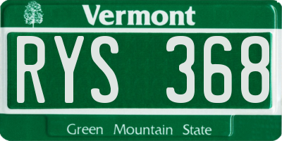 VT license plate RYS368