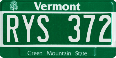 VT license plate RYS372