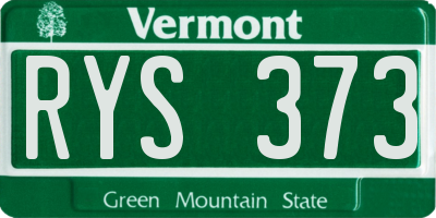 VT license plate RYS373
