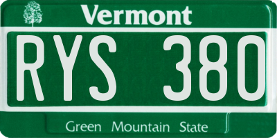VT license plate RYS380