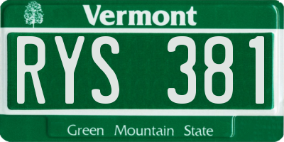 VT license plate RYS381