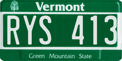 VT license plate RYS413
