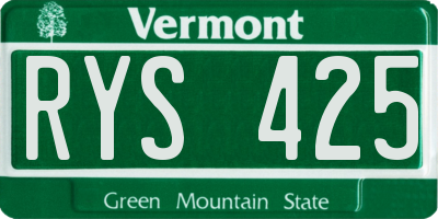 VT license plate RYS425