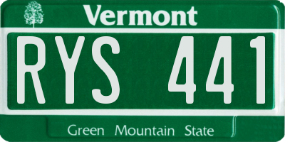 VT license plate RYS441