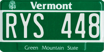 VT license plate RYS448