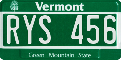VT license plate RYS456