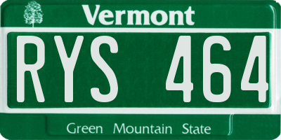VT license plate RYS464