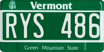 VT license plate RYS486