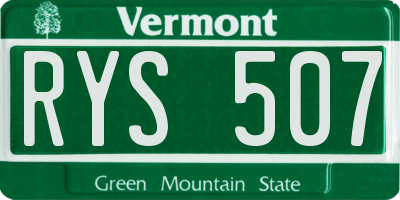 VT license plate RYS507