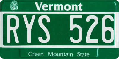 VT license plate RYS526