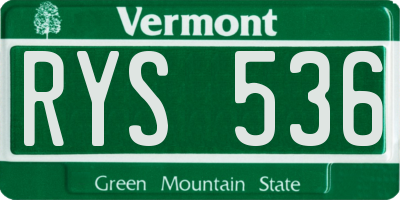 VT license plate RYS536