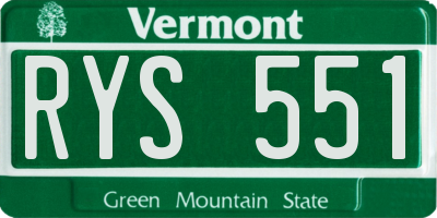 VT license plate RYS551